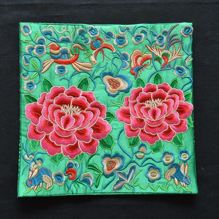 中式民族風繡片牡丹花紅色工藝刺繡鼠標墊電話墊 外事禮品 3