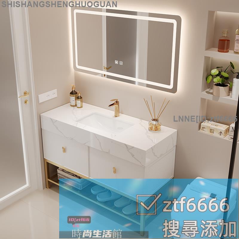 免運 破損包賠/浴室櫃/洗臉盆/輕奢極簡風浴室櫃雙盆衛生間落地洗漱臺大理石臺下盆洗臉池洗手盆