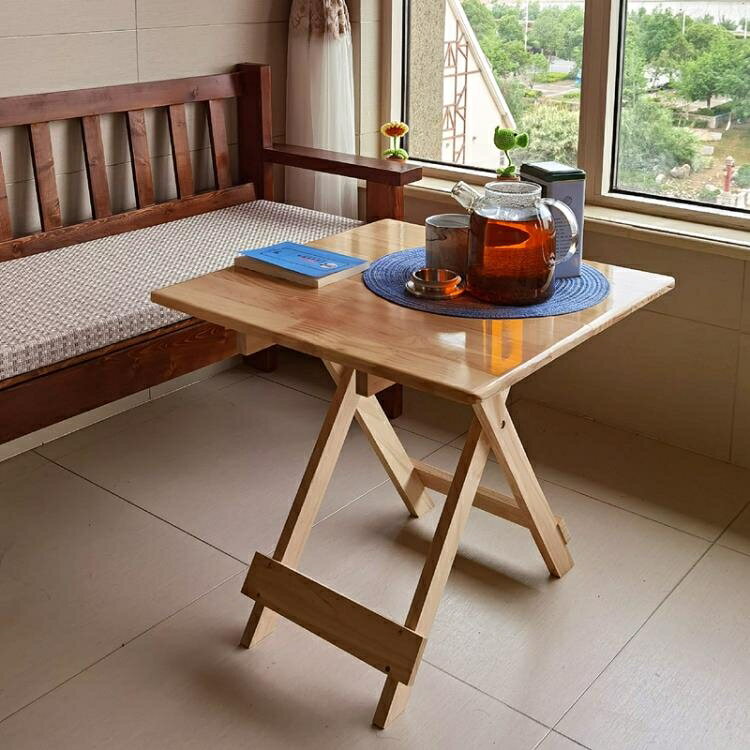 實木摺疊桌餐桌家用小飯桌便攜式戶外摺疊擺攤桌正方形簡易小桌子 全館免運