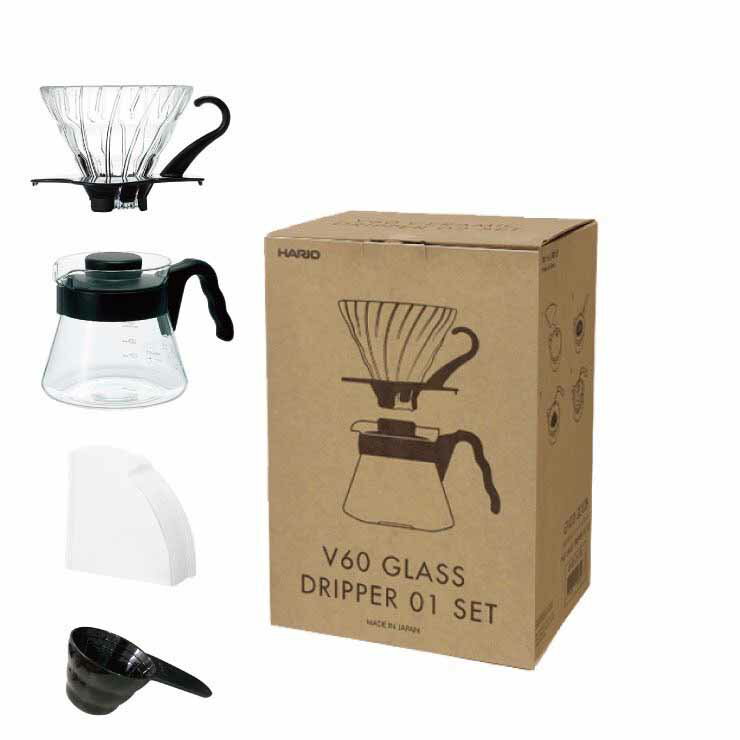 HARIO V60玻璃濾杯咖啡壺組 濾杯1-2杯 咖啡壺 濾紙 VDG-01B VCS-01B『歐力咖啡』