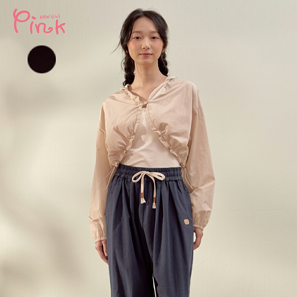 Pink*時尚輕盈短版連帽外套/外罩 (2色) Y2703AD