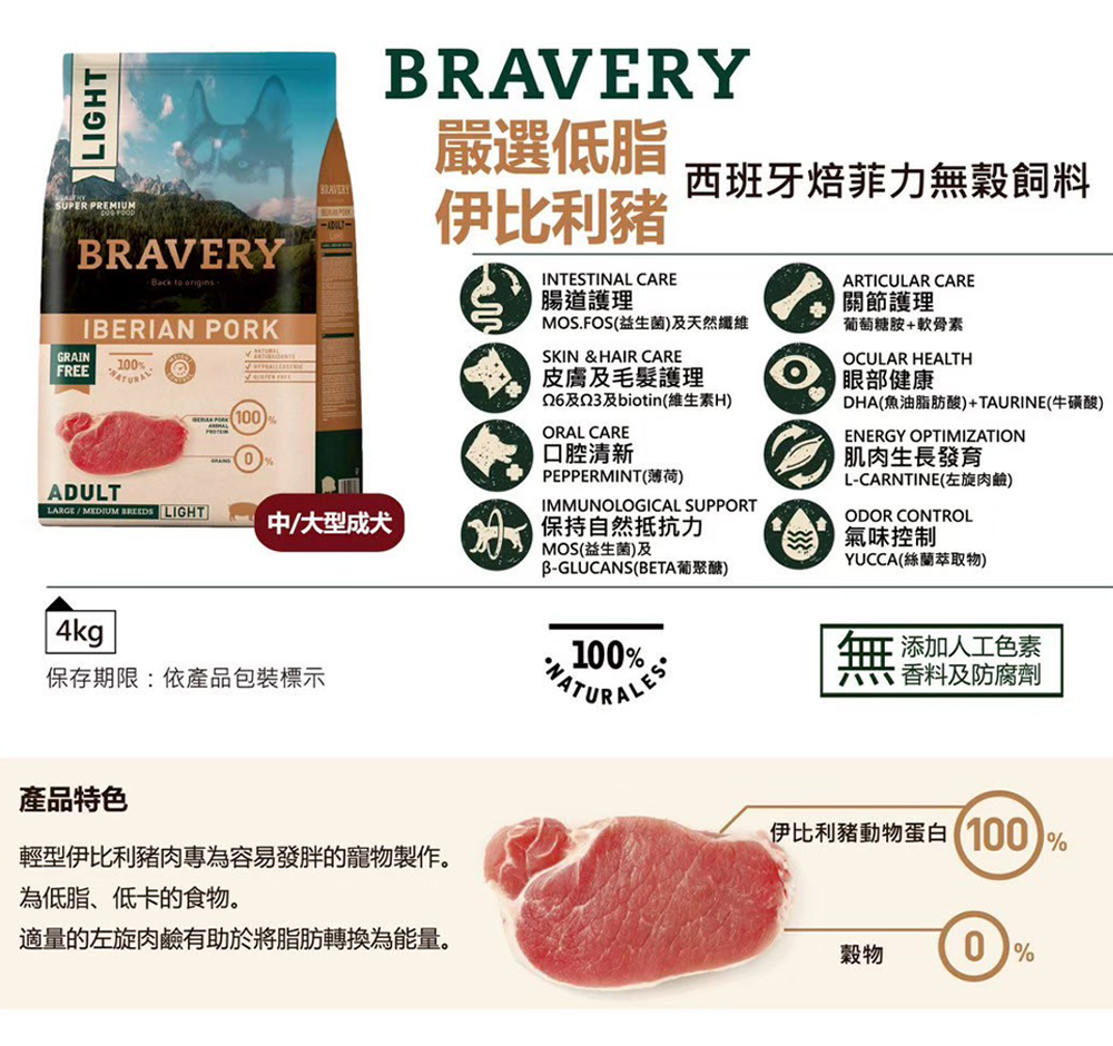 💥贈寵物抗菌溼巾💥BRAVERY 焙菲力【無穀健康犬糧】西班牙頂級健康糧  純天然成份 單一動物蛋白質來源 0