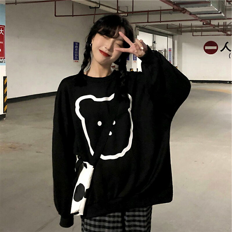 超火cec無帽衛衣女2020春秋韓版ins潮薄款鹽系小熊外套寬松上衣服