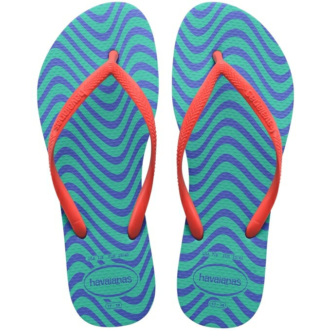 havaianas 哈瓦士 巴西人字拖 女款 Slim Harmony 綠波浪橘帶 涼鞋 拖鞋 夾腳拖 海灘鞋＊夏日微風＊｜領券9折｜換季推薦⚡海邊玩水 夏天｜APP下單最高再賺22%點數