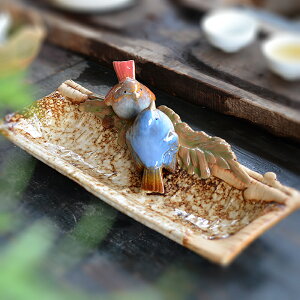 美式鄉村陶瓷家居裝飾擺設小鳥鑰匙盆糖果點心盤雜物收納盤工具盤1入