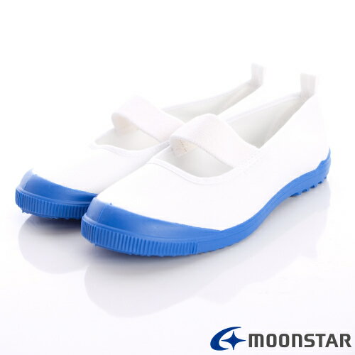 日本月星Moonstar機能童鞋-抗菌防滑室內鞋015白/藍(中小童段)