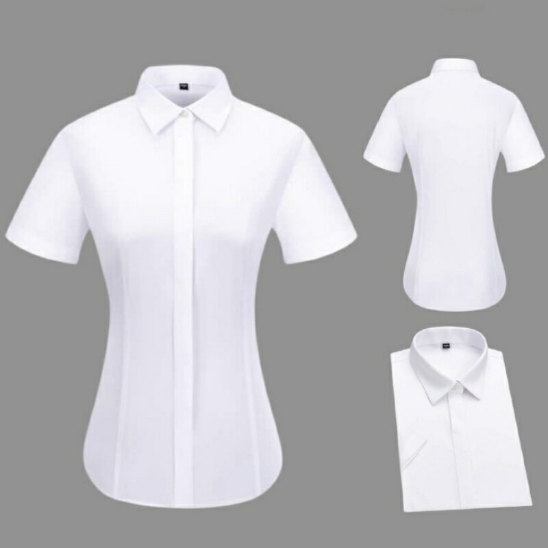 現貨+預購 女短袖襯衫高級白襯衫西裝外套休閒女上衣-商務免燙修身方領女裝74lb58【獨家進口】【米蘭精品】