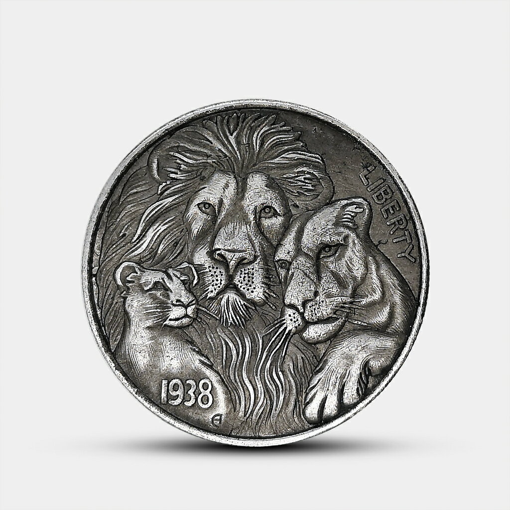 獅子王辛巴流浪幣 1938萬獸之王紀念章仿古銀元電影動物浮雕硬幣