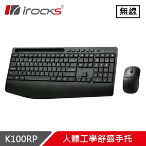 【最高9%回饋 5000點】i-Rocks 艾芮克 K100RP 無線靜音鍵盤滑鼠組 黑