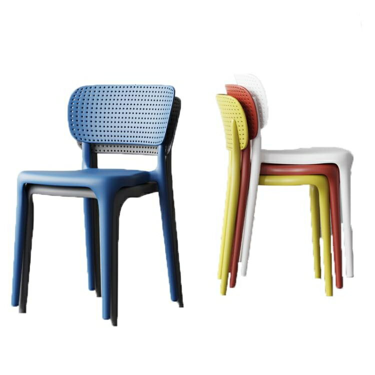 🔥居家必備🔥北歐塑料餐椅家用簡約易凳子靠背書桌洽談椅網紅餐廳餐桌椅子ins 全館免運