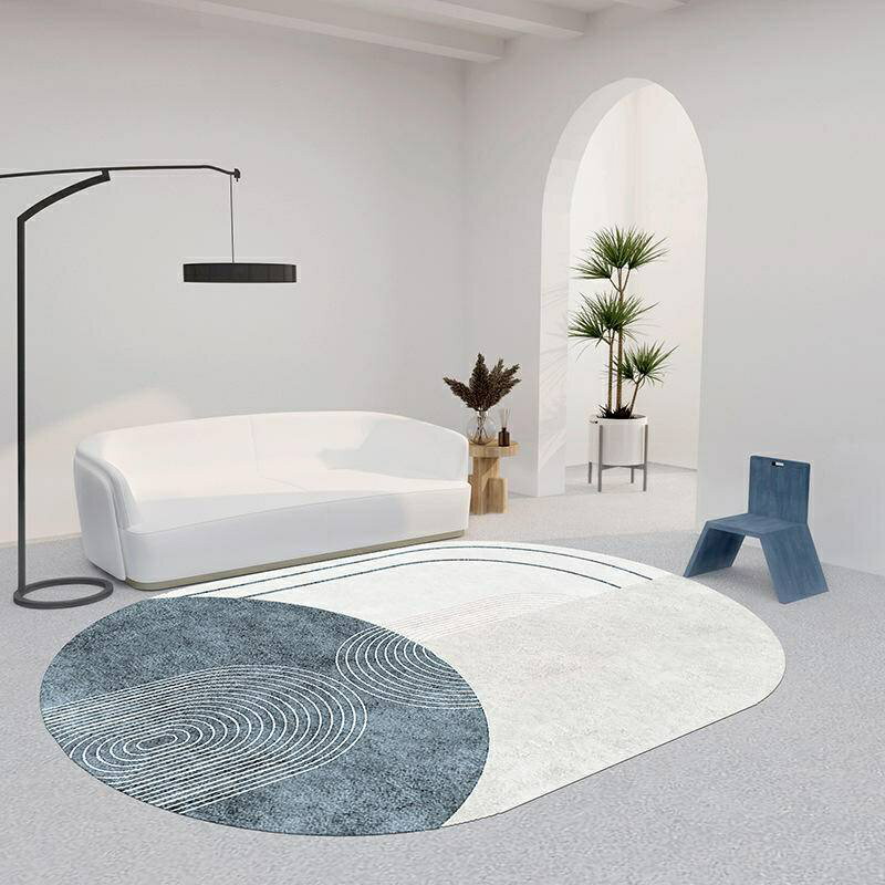 橢圓地毯 客廳茶几毯 水晶絨地毯 ins北歐風幾何毯 沙發房間臥室床邊毯 大地墊