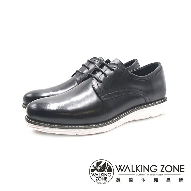 WALKING ZONE(男)輕量抗噪休閒款雅仕皮鞋 男鞋-黑色