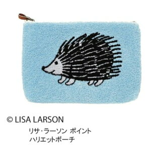 【日本進口】北歐風Lisa Larson刺繡手拿化妝包（經典刺蝟款）