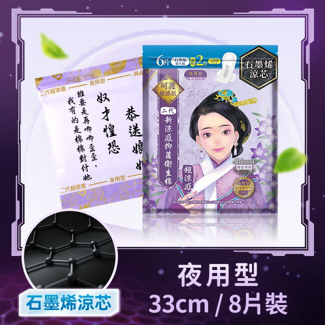 Mdmmd.抑菌衛生棉超涼感石墨烯夜用型33cm 8片增量版