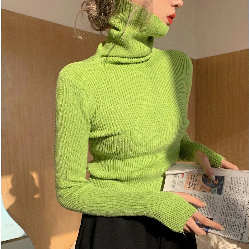 高領毛衣女2021秋冬新款加厚針織打底衫設計感百搭修身洋氣上衣潮