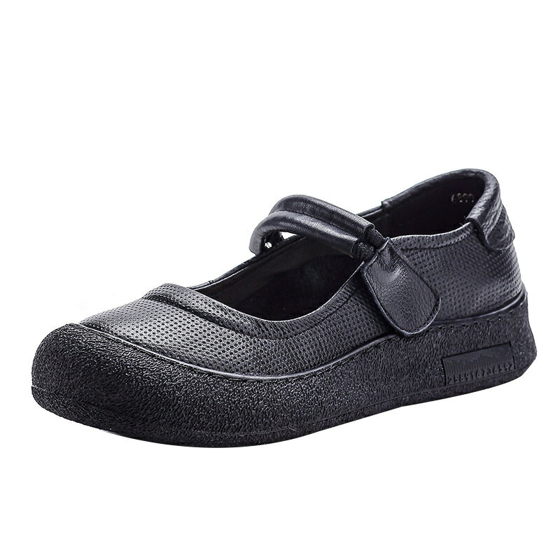 含運 頭層牛皮圓頭復古瑪麗珍單鞋春秋舒適中老年真皮媽媽鞋軟底女皮鞋 7