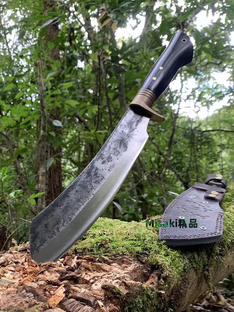 戶撒阿昌族帕蘭戶外裝備柴刀鍛打野外開路山刀砍柴露營生存排障刀-Misaki精品