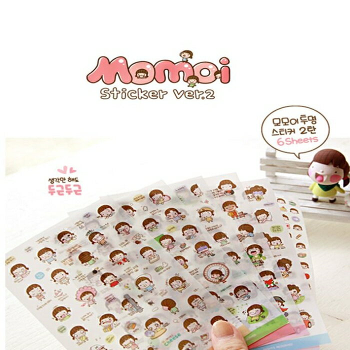 [Hare.D] momoi 手帳貼紙 韓國女孩 透明 貼紙 裝飾貼 日記貼紙