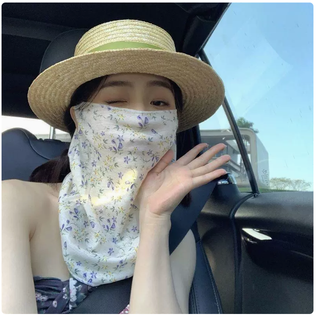 冰絲防曬面罩女款全臉防紫外線護頸遮脖子遮陽面紗騎行開車臉罩