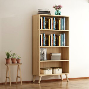 書架簡約現代置物架落地客廳仿實木儲物柜收納小型文件柜帶腿書柜