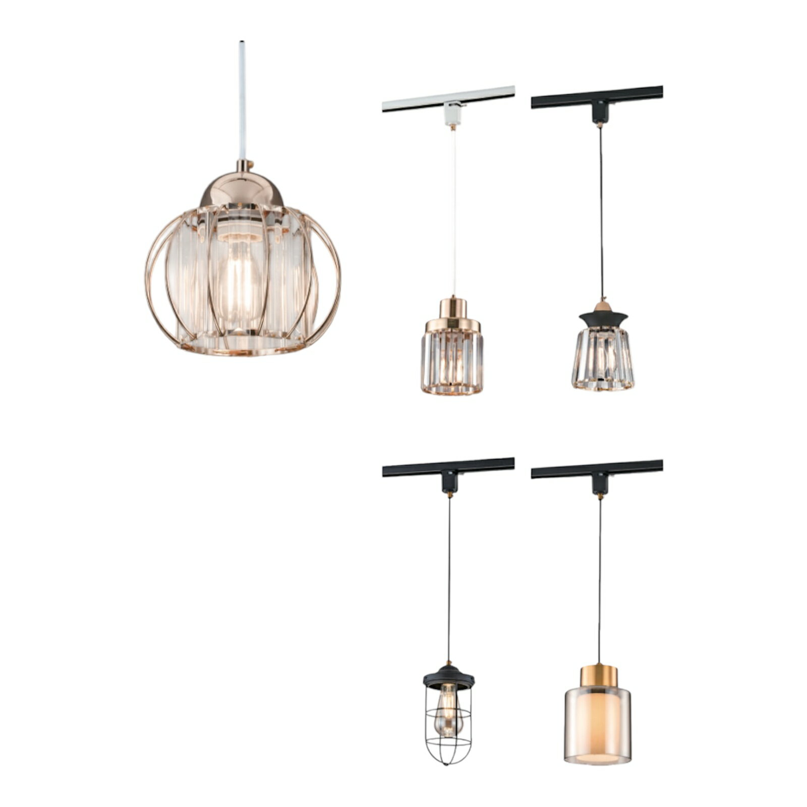 好時光～美術燈系列 軌道燈 吊線式軌道燈 E27燈座 替換式 軌道吊燈 可換燈泡 E27 不含軌道光源 金色年代