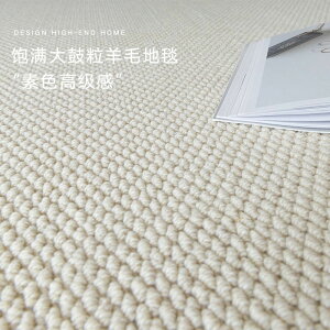 羊毛地毯客廳茶幾臥室定制純白純色法式白色高級感輕奢新西蘭進口