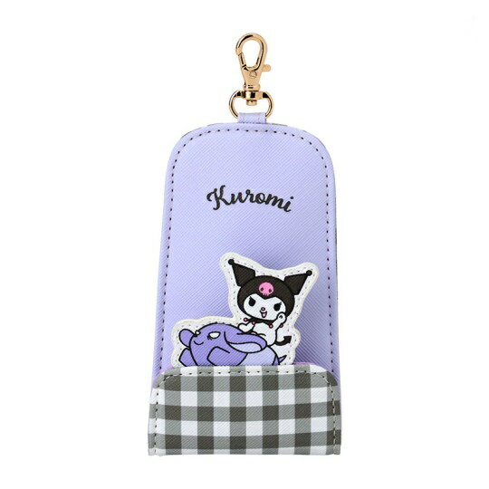 【震撼精品百貨】酷洛米_Kuromi~Sanrio 日本SANRIO三麗鷗 酷洛米皮質伸縮鑰匙包-夥伴格紋款*04835