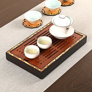 梅妃竹家用竹制茶盤 儲水簡約日式重竹嵌入式干泡臺 茶具茶道配件