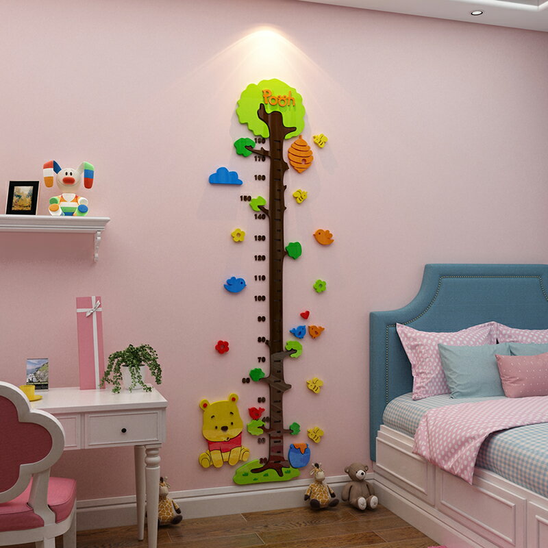 寶寶卡通身高貼畫墻面貼紙幼兒園兒童房裝飾3d立體臥室布置亞克力