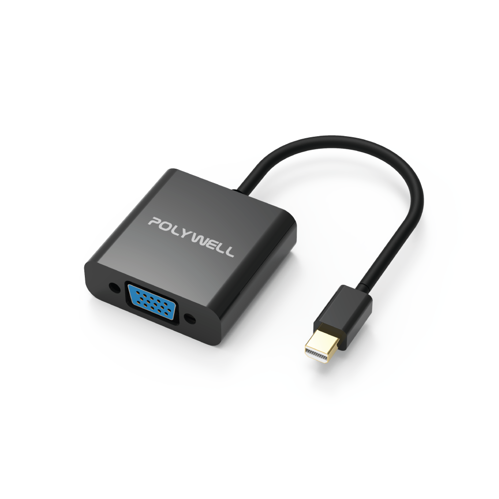 POLYWELL MDP轉VGA 訊號轉換器 FHD 1080P MDP VGA 轉接線 寶利威爾 台灣現貨【全館299免運＋領券再折】 1