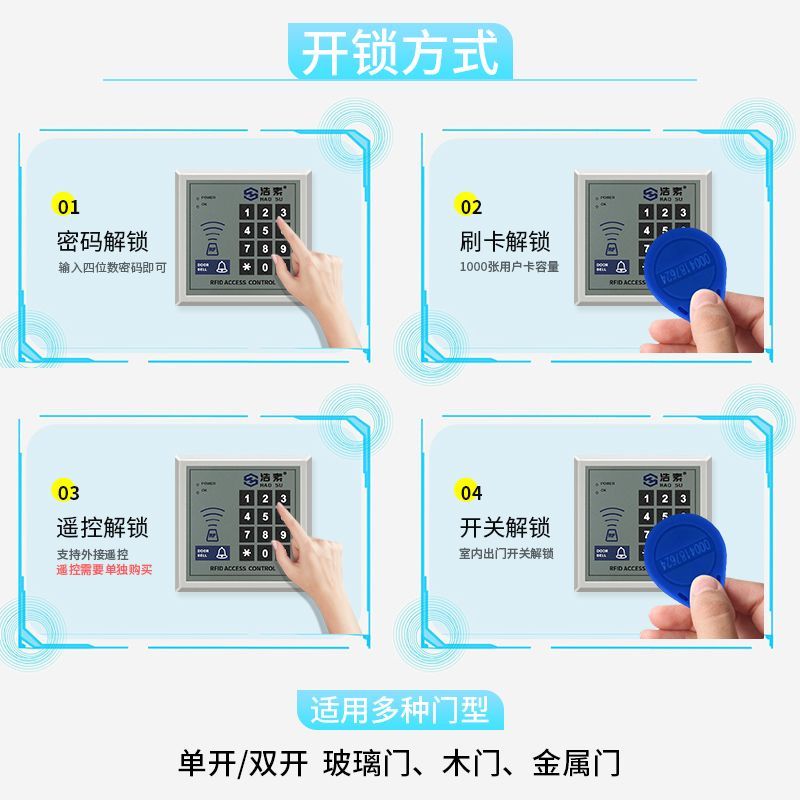【台灣公司 超低價】M3電子電磁門禁系統一體機感應刷卡密碼開門鐵門玻璃門磁力電插鎖 1