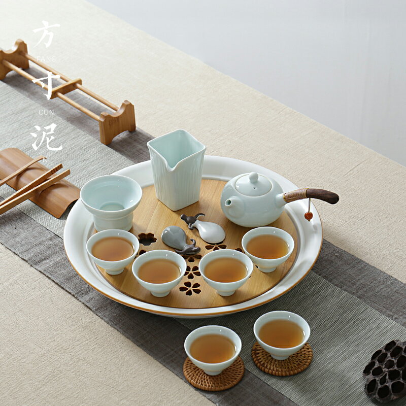 方寸泥 影青瓷幹泡茶具套裝整套陶瓷茶盤功夫茶具家用簡約