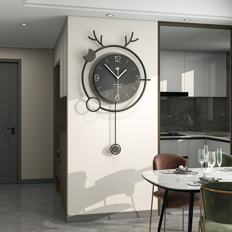 掛鐘 新款網紅掛鐘客廳時尚現代簡約時鐘掛墻個性創意家用餐廳藝術鐘表-快速出貨