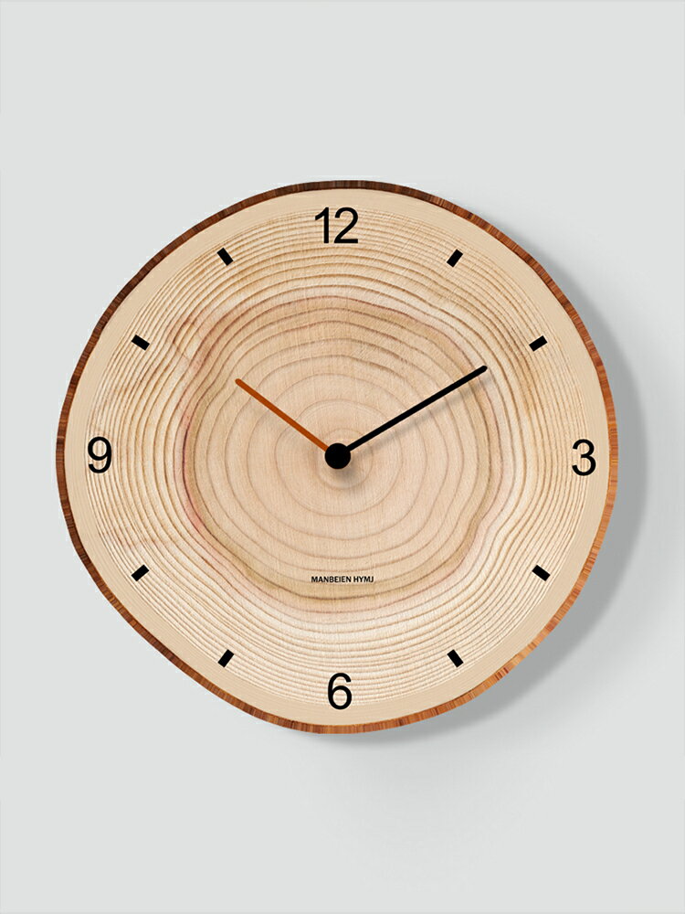 木紋鐘表掛鐘客廳掛表簡約北歐時尚家用時鐘掛墻現代創意石英鐘表