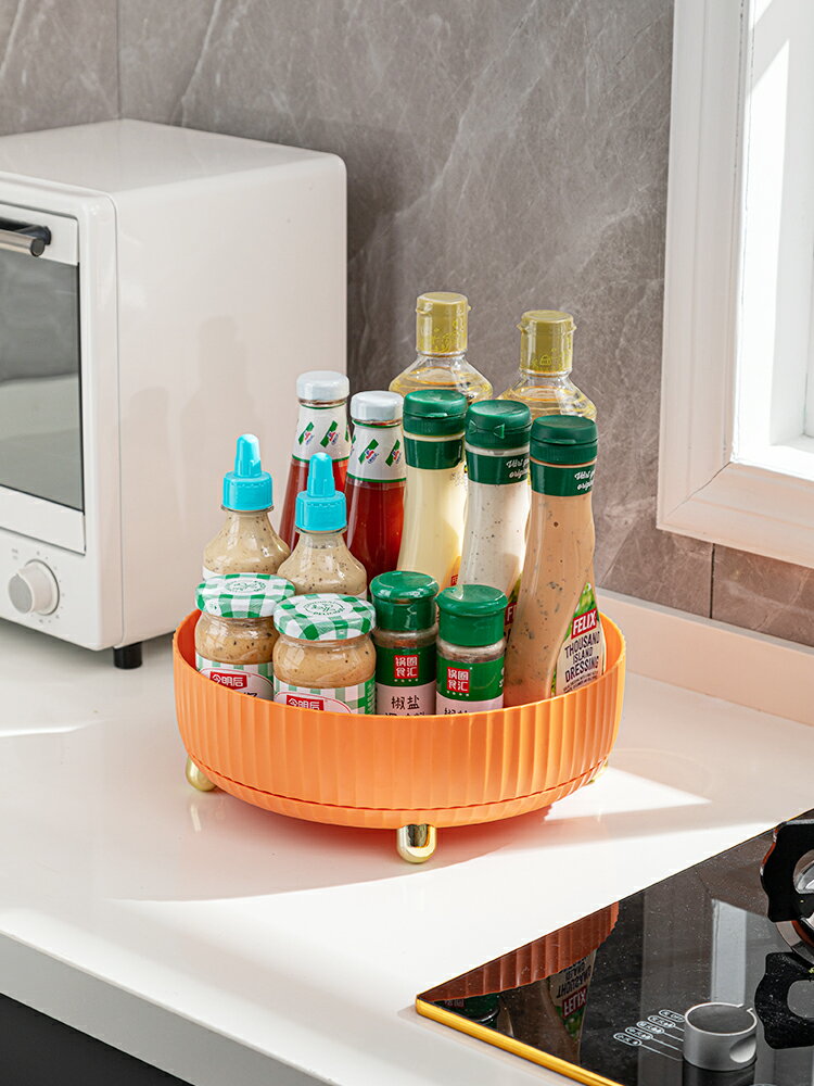 廚房置物架可旋轉收納盒調味料架多功能家用整理神器調味品瓶罐子