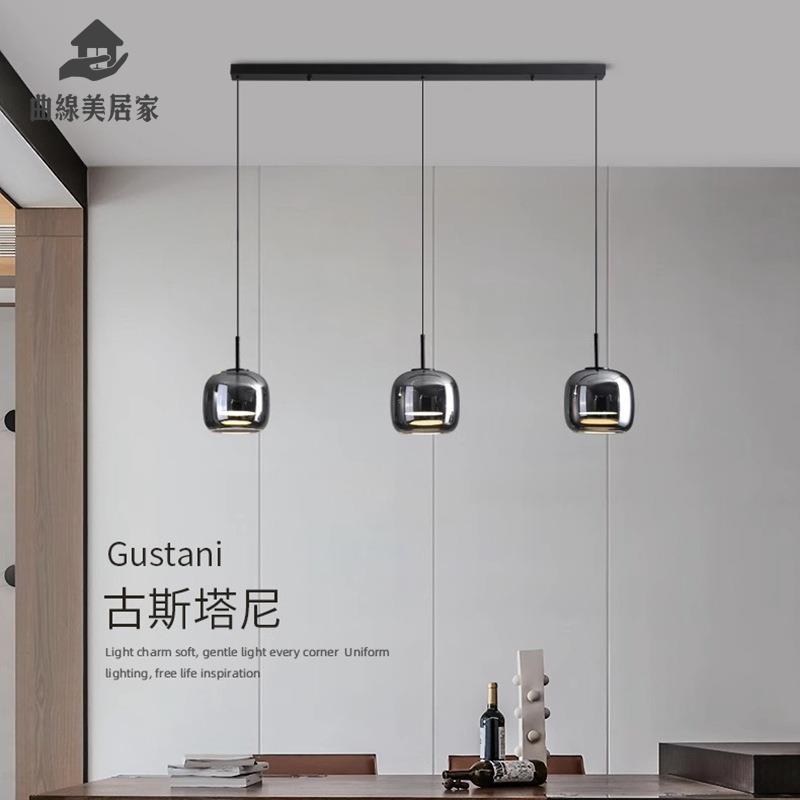 現貨特價 床頭燈 照明燈 壁燈 吊燈 小夜燈 三頭玻璃餐廳吊燈現代簡約北歐一字長條吧臺燈輕奢高階臥室床頭燈 工廠現貨5y5