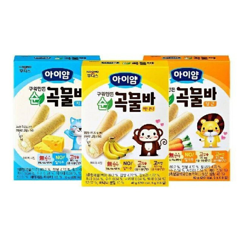 韓國 ILDONG FOODIS 日東 穀物小捲心 40g 起司/香蕉/胡蘿蔔 12m+ 嬰兒餅乾 副食品＊夏日微風＊