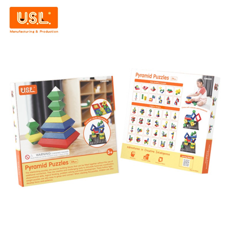《臺灣製USL遊思樂》教具 百變金塔(24PCS,英文彩盒) 東喬精品百貨