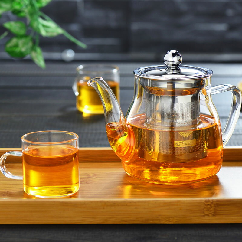 耐熱玻璃泡茶壺器不銹鋼過濾耐熱高溫玻璃花紅茶茶具小號套裝家用