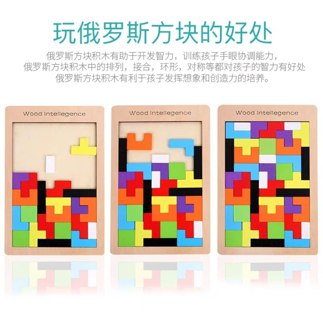 木製俄羅斯方塊 寶寶拼圖拼板積木  #13-6650 胖寶貝 3