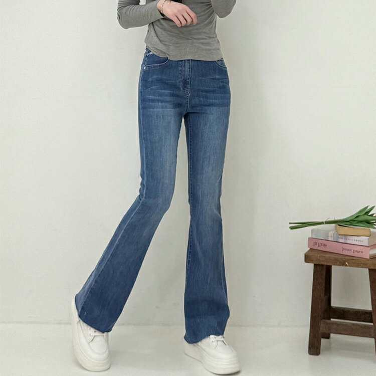 抓鬚電繡喇叭褲(S-3L)【B370482】