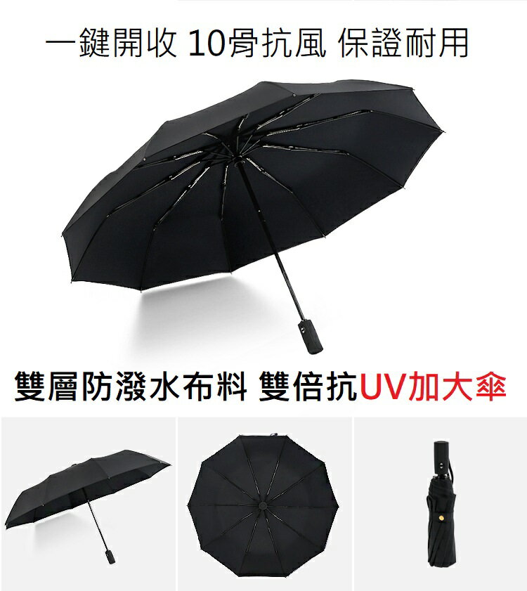 台灣現貨速出 自動傘 雙層 雨傘 抗風 雨傘 加大傘 折疊傘 抗UV傘 陽傘 三折傘 防潑水傘 C00010125