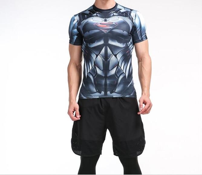 FINDSENSE MD 日系 時尚 男 高彈力 緊身運動短T 訓練服 跑步 健身T恤 3D 胸口S標誌圖案 短袖T恤