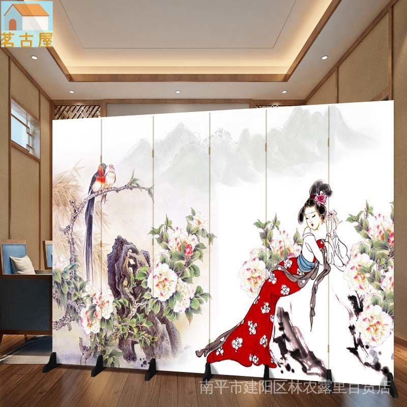 中式古典仕女圖 酒店餐館屏風隔斷遮擋摺疊移動推拉 裝飾 背景牆 3D屏風隔斷屏風 客廳屏風隔間 辦公室屏風 歐式屏風 平