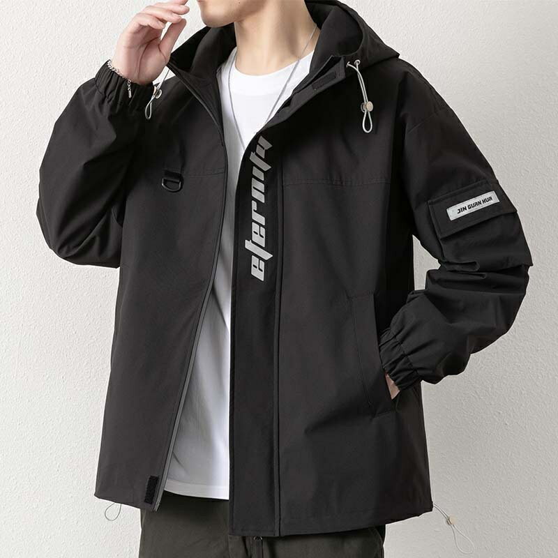 現貨+預購 衝鋒衣防風夾克-潮流連帽字母印花男外套3色74kn77【獨家進口】【米蘭精品】