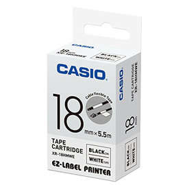 CASIO 線材專用標籤色帶 18mm 白底黑字 /個 XR-18HMWE