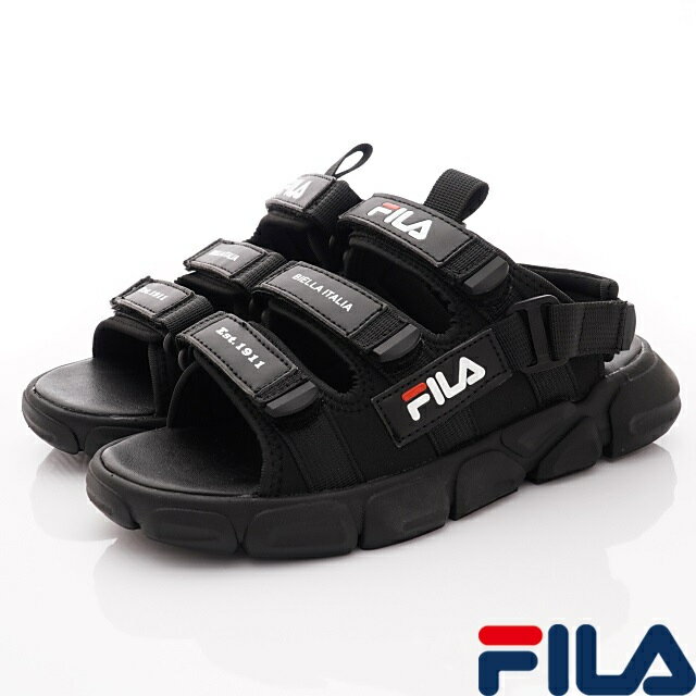 FILA斐樂頂級童鞋-氣墊運動涼鞋3-S418V-001黑(中大童段