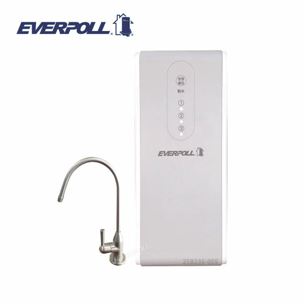 EVERPOLL RO-600直出RO淨水器(RO600)搭配H-118 SUS304不鏽鋼單冷鵝頸龍頭