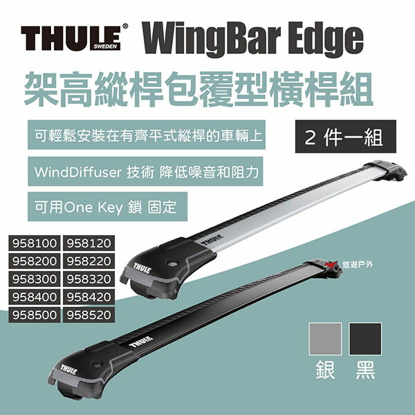 【Thule 都樂】WingBar Edge 架高縱桿包覆型橫桿組(兩支一組) 958x 車頂桿 車頂架 露營 悠遊戶外