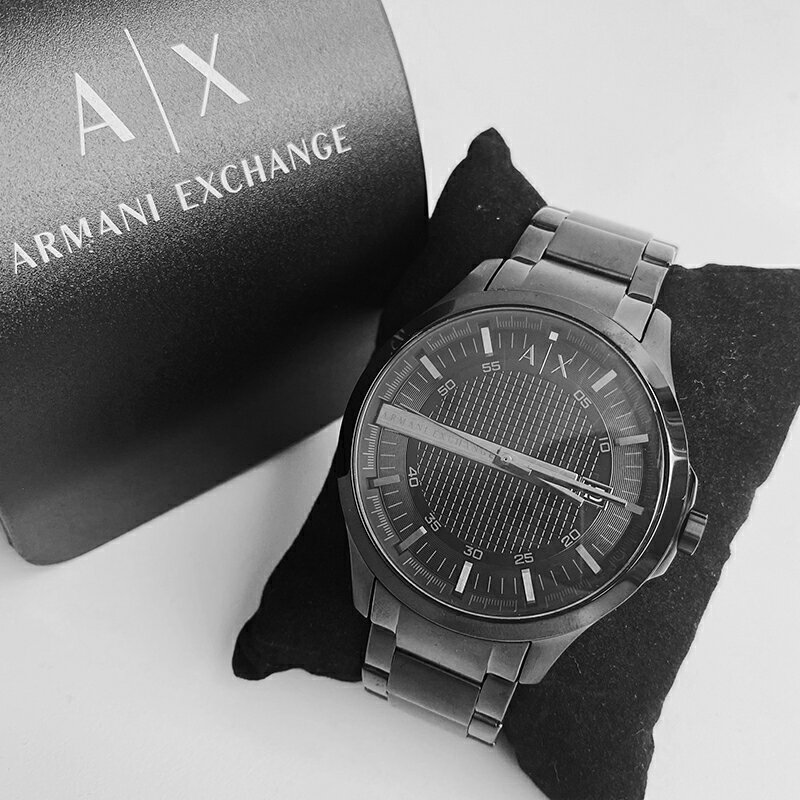 美國百分百【Armani Exchange】AX 手錶 腕錶 經典 日期 阿曼尼 不鏽鋼 黑色 AX2104 G348
